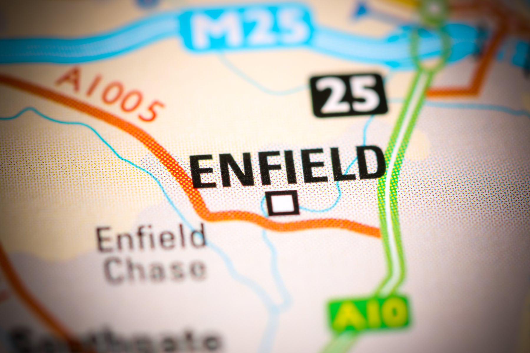 Map of Enfield in M25