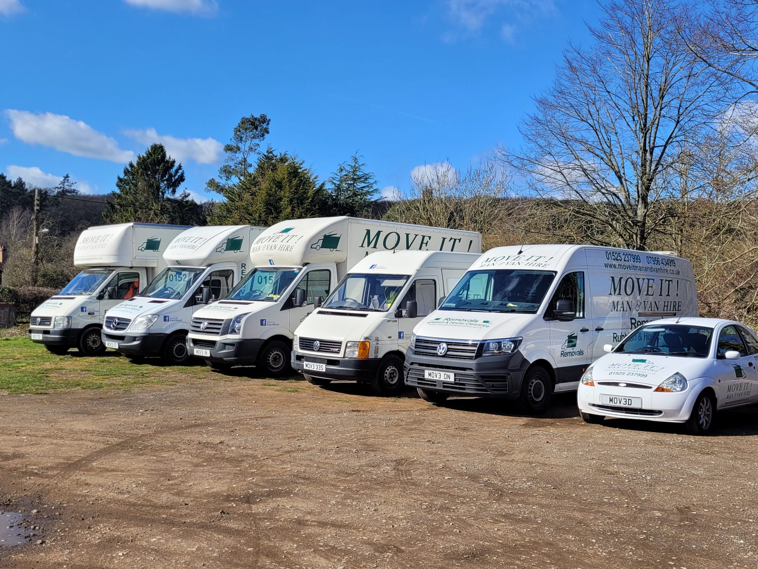 Fleet of Move It! Man and Van Hire vans