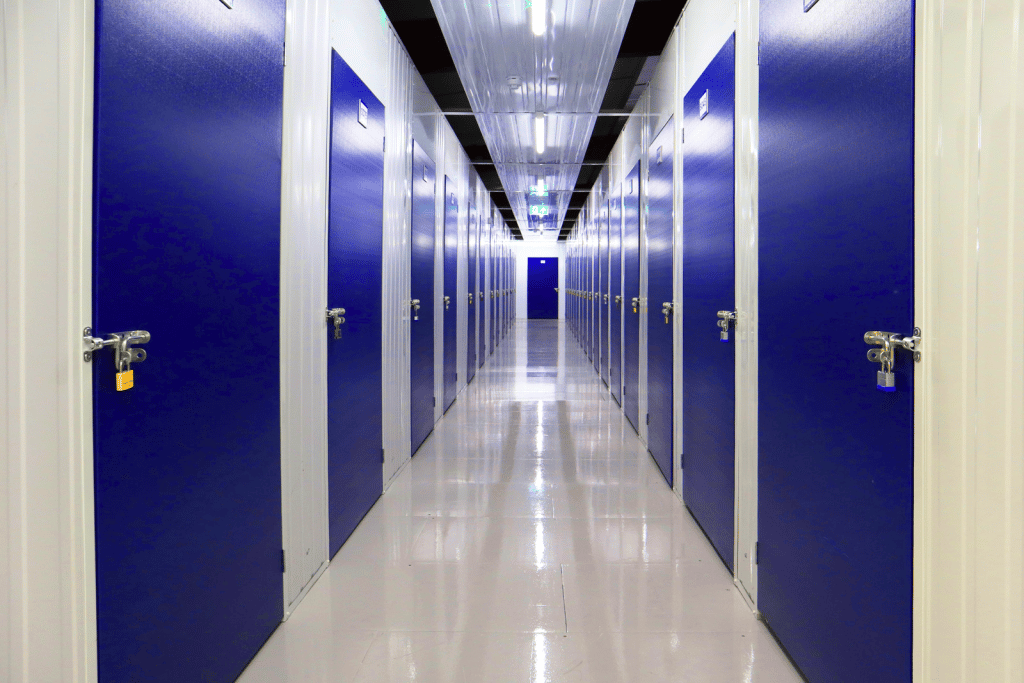 Interior corridor of storage spaces
