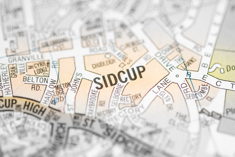 5 Reasons you need self storage in Sidcup. Image shows a map of Sidcup. London, UK map.