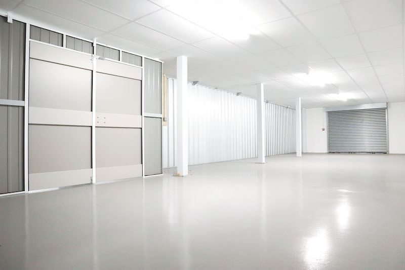 Storage to rent Bedford. Image shows empty light and bright storage unit.