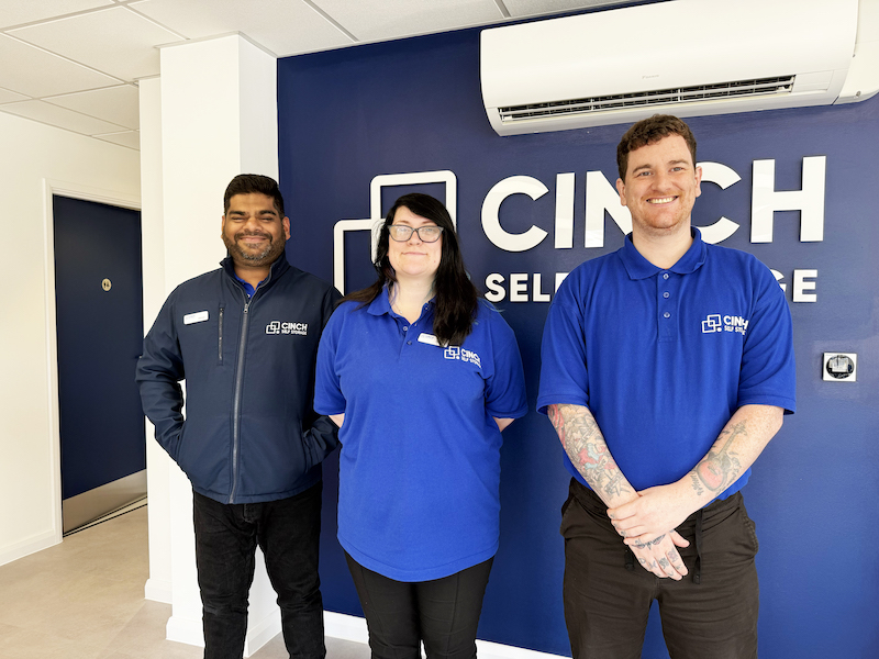 Wiltshire self storage. Image shows 3 members of the Cinch Self Storage Swindon team.