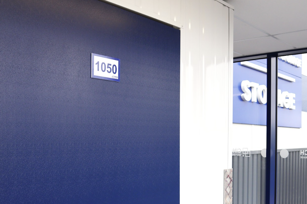Hertfordshire self storage. Image shows an internal storage unit blue door.