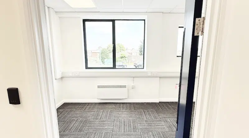 Offices in Bicester. Image shows an empty light-filled office at Cinch Storage ready for new customers. 